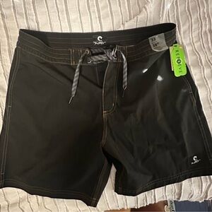 Men's Black Swim Board Shorts with Gray Drawcord